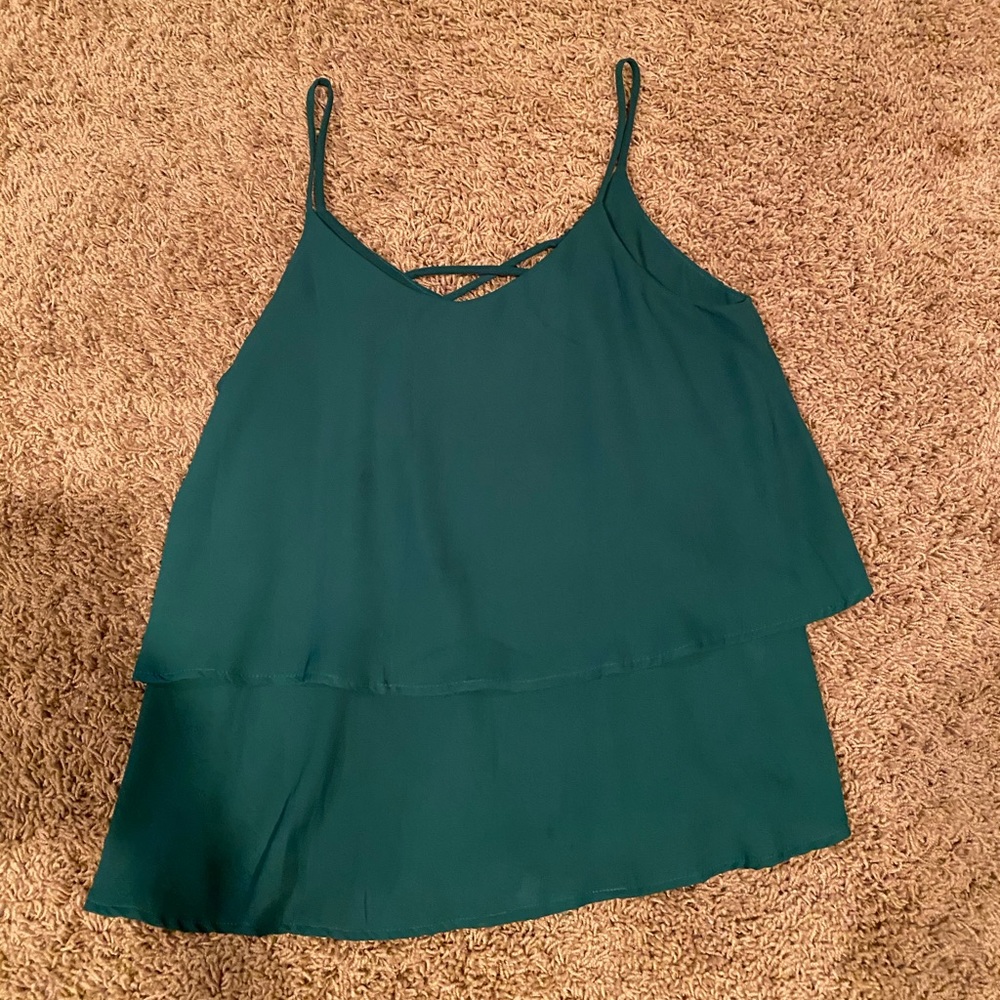 Miami brand Green ruffle tank top